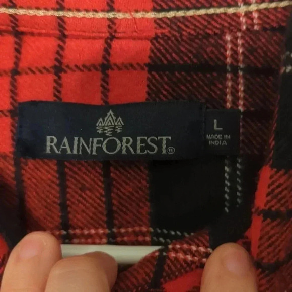 Rain Forest men's flannel plaid button down shirt - Picture 4 of 9